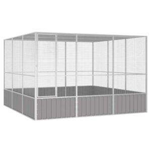 Szürke horganyzott acél madárketrec 302,5x324,5x211,5 cm