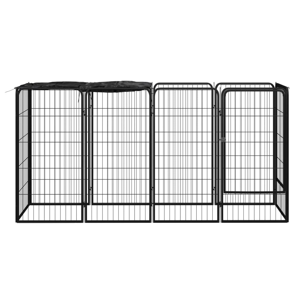 10-paneles fekete porszórt acél kutyakennel 50 x 100 cm - Image 2
