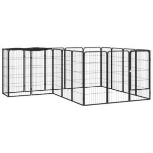 18-paneles fekete porszórt acél kutyakennel 50 x 100 cm