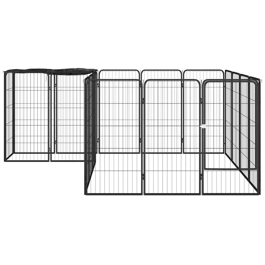 18-paneles fekete porszórt acél kutyakennel 50 x 100 cm - Image 2
