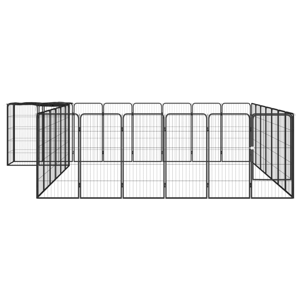 30-paneles fekete porszórt acél kutyakennel 50 x 100 cm - Image 2