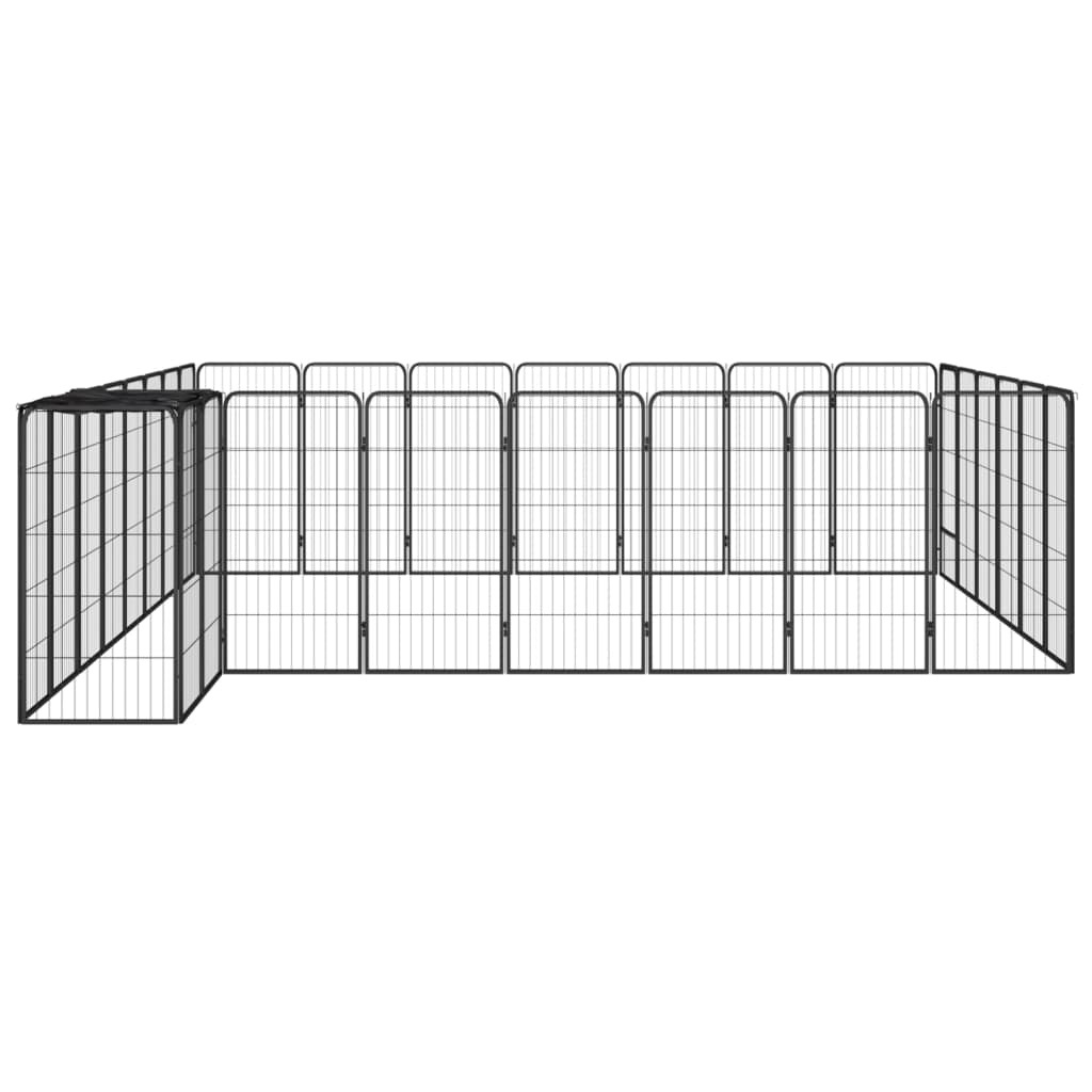 30-paneles fekete porszórt acél kutyakennel 50 x 100 cm - Image 3