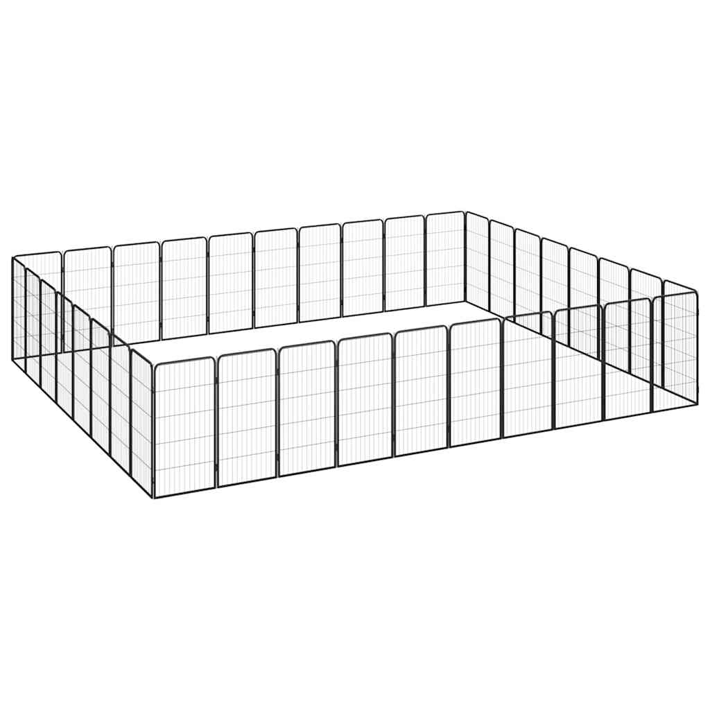 36-paneles fekete porszórt acél kutyakennel 50 x 100 cm