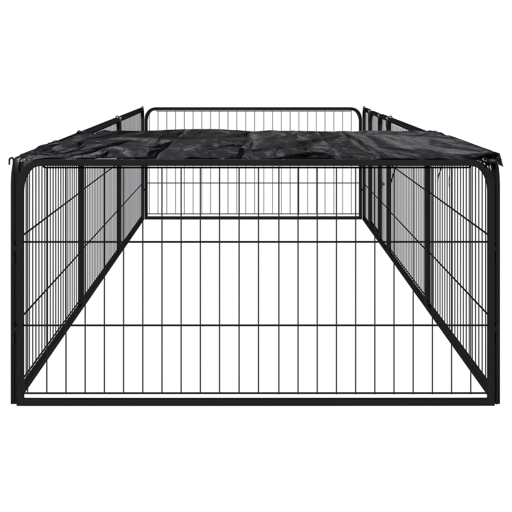 8-paneles fekete porszórt acél kutyakennel 100 x 50 cm - Image 3