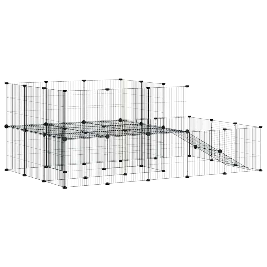 44 paneles fekete acél kisállatketrec ajtóval 175 x 105 x 70 cm - Image 5