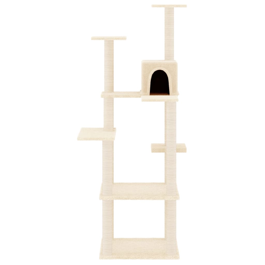 Krémszínű macskabútor szizál kaparófákkal 153 cm - Image 3