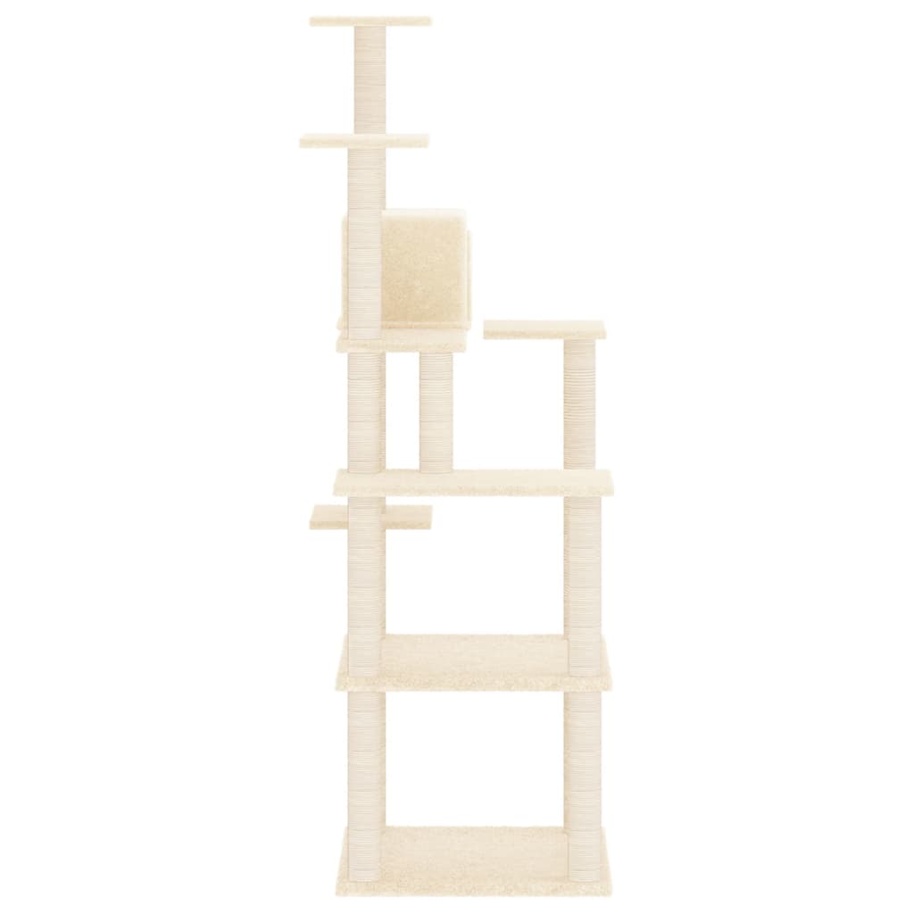 Krémszínű macskabútor szizál kaparófákkal 153 cm - Image 5