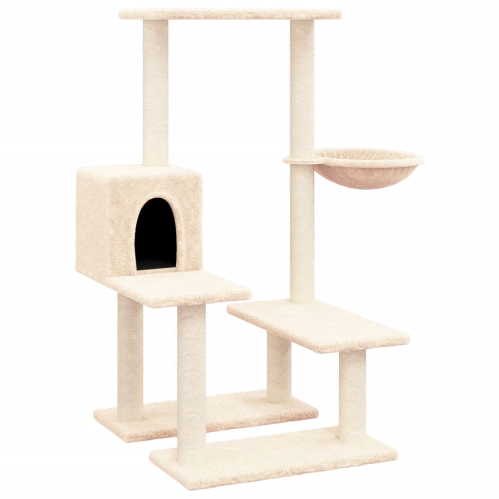 Krémszínű macskabútor szizál kaparófákkal 94,5 cm - Image 2