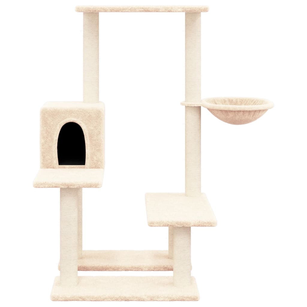 Krémszínű macskabútor szizál kaparófákkal 94,5 cm - Image 3