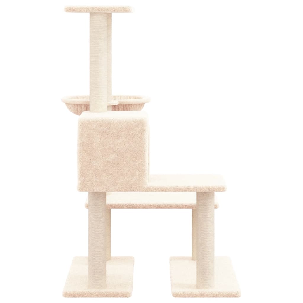 Krémszínű macskabútor szizál kaparófákkal 94,5 cm - Image 5