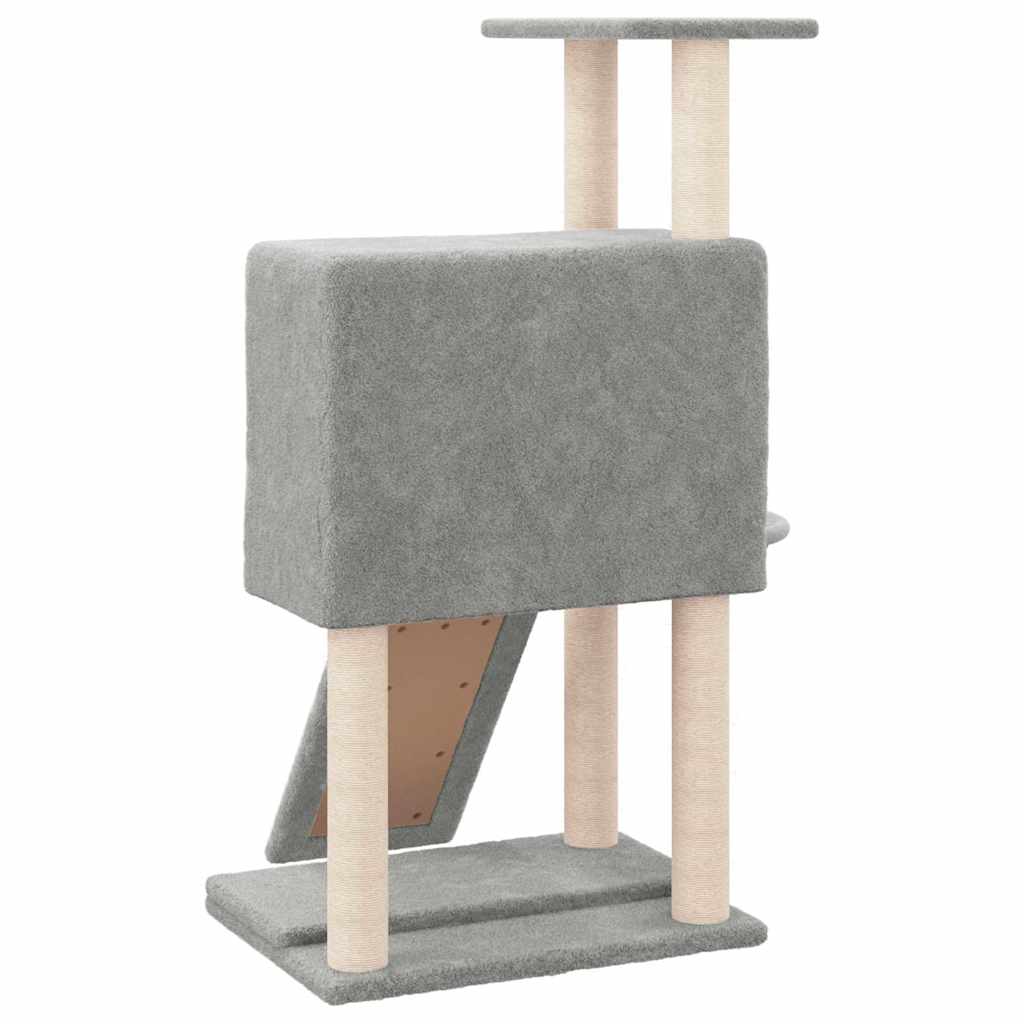 Világosszürke macskabútor szizál kaparófákkal 96 cm - Image 4