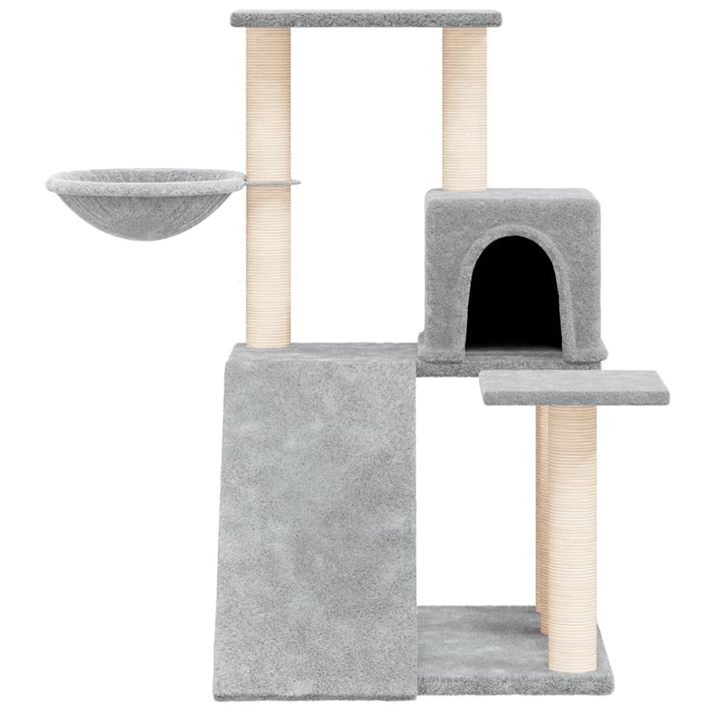 Világosszürke macskabútor szizál kaparófákkal 82 cm - Image 3