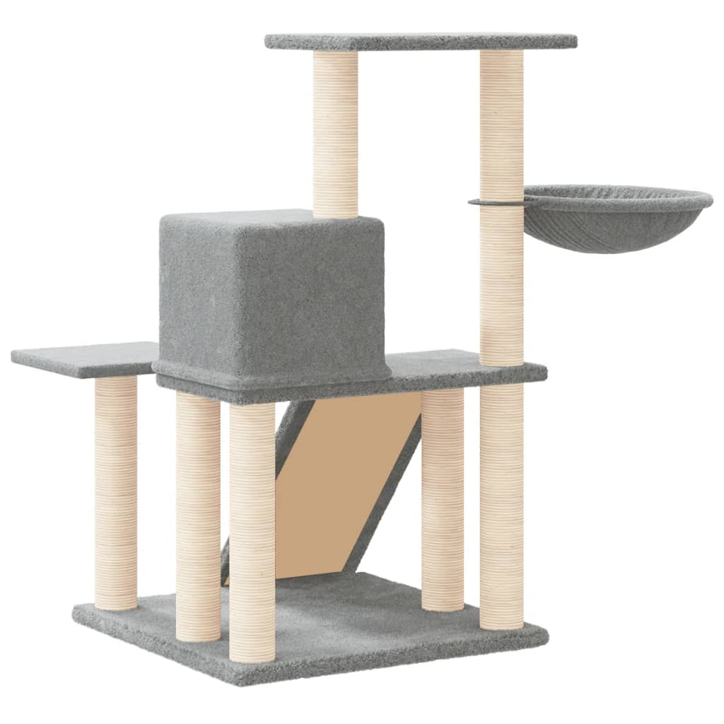 Világosszürke macskabútor szizál kaparófákkal 82 cm - Image 4