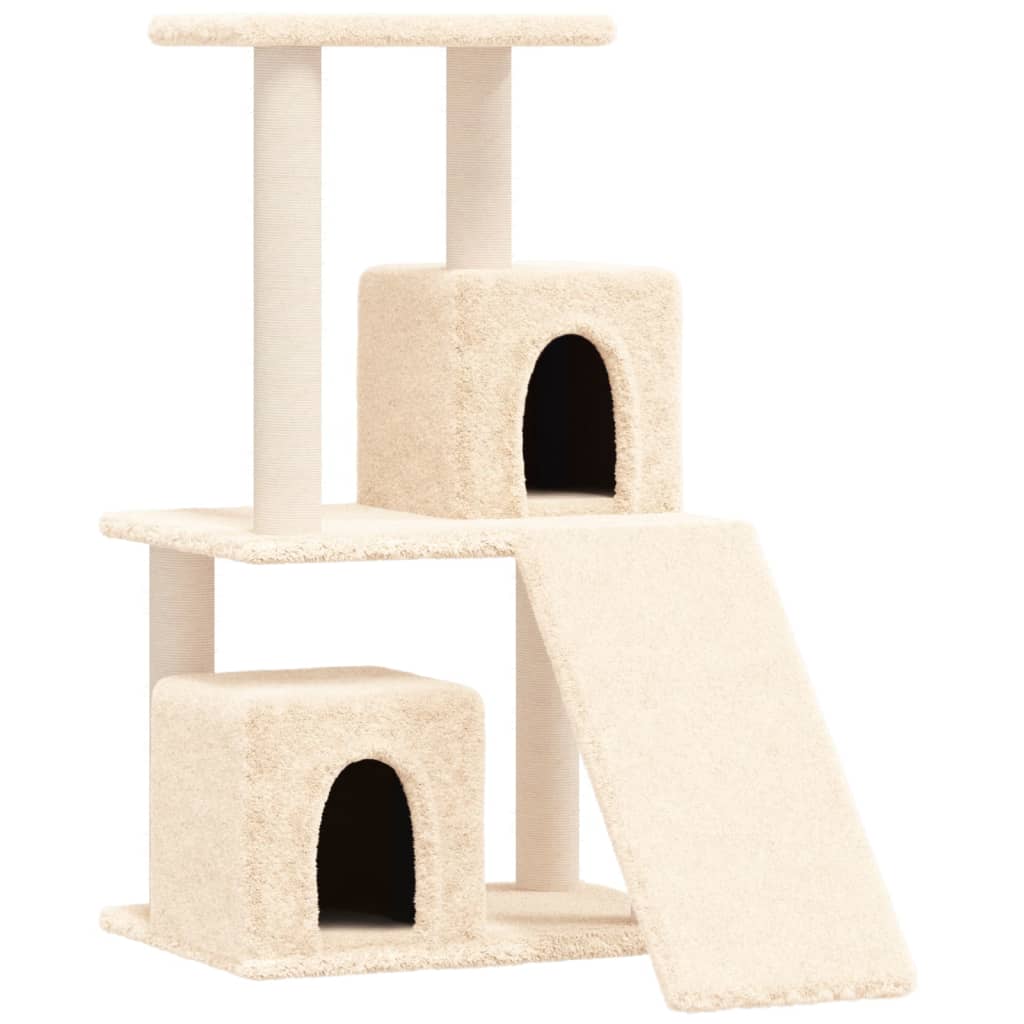 Krémszínű macskabútor szizál kaparófákkal 82 cm - Image 2