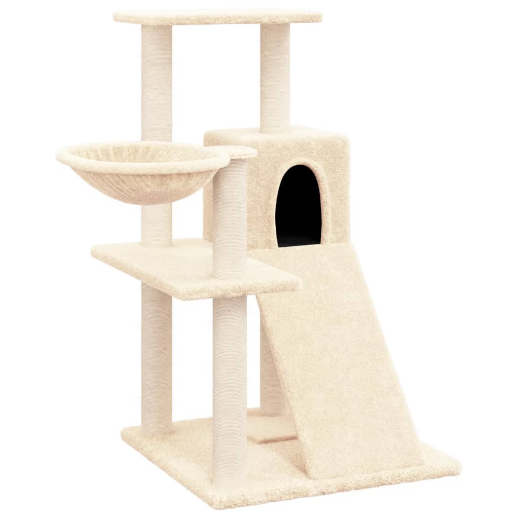 Krémszínű macskabútor szizál kaparófákkal 82 cm - Image 2