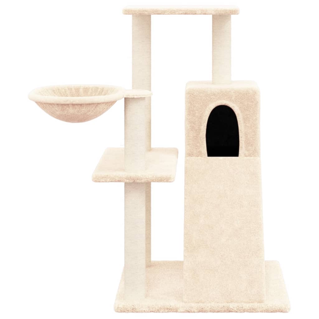 Krémszínű macskabútor szizál kaparófákkal 82 cm - Image 3
