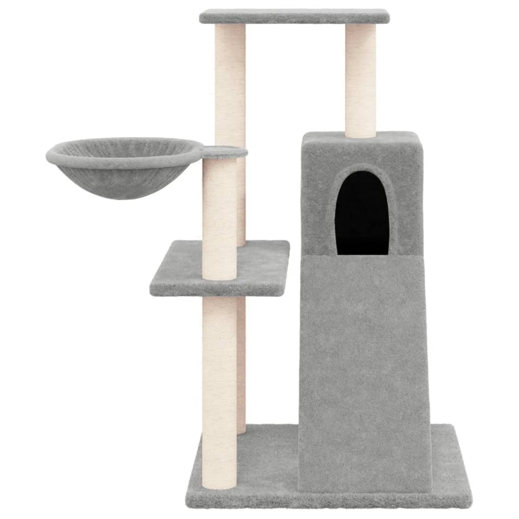 Világosszürke macskabútor szizál kaparófákkal 82 cm - Image 3