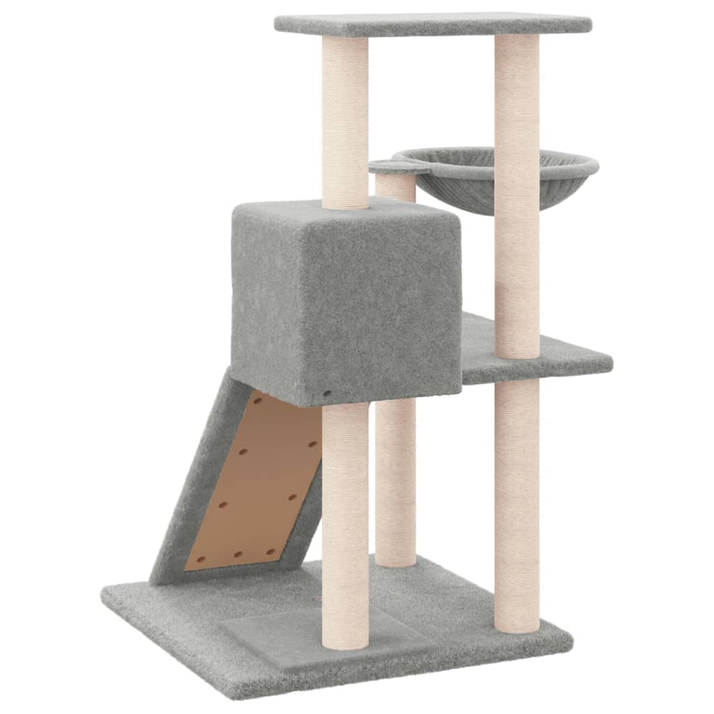 Világosszürke macskabútor szizál kaparófákkal 82 cm - Image 4