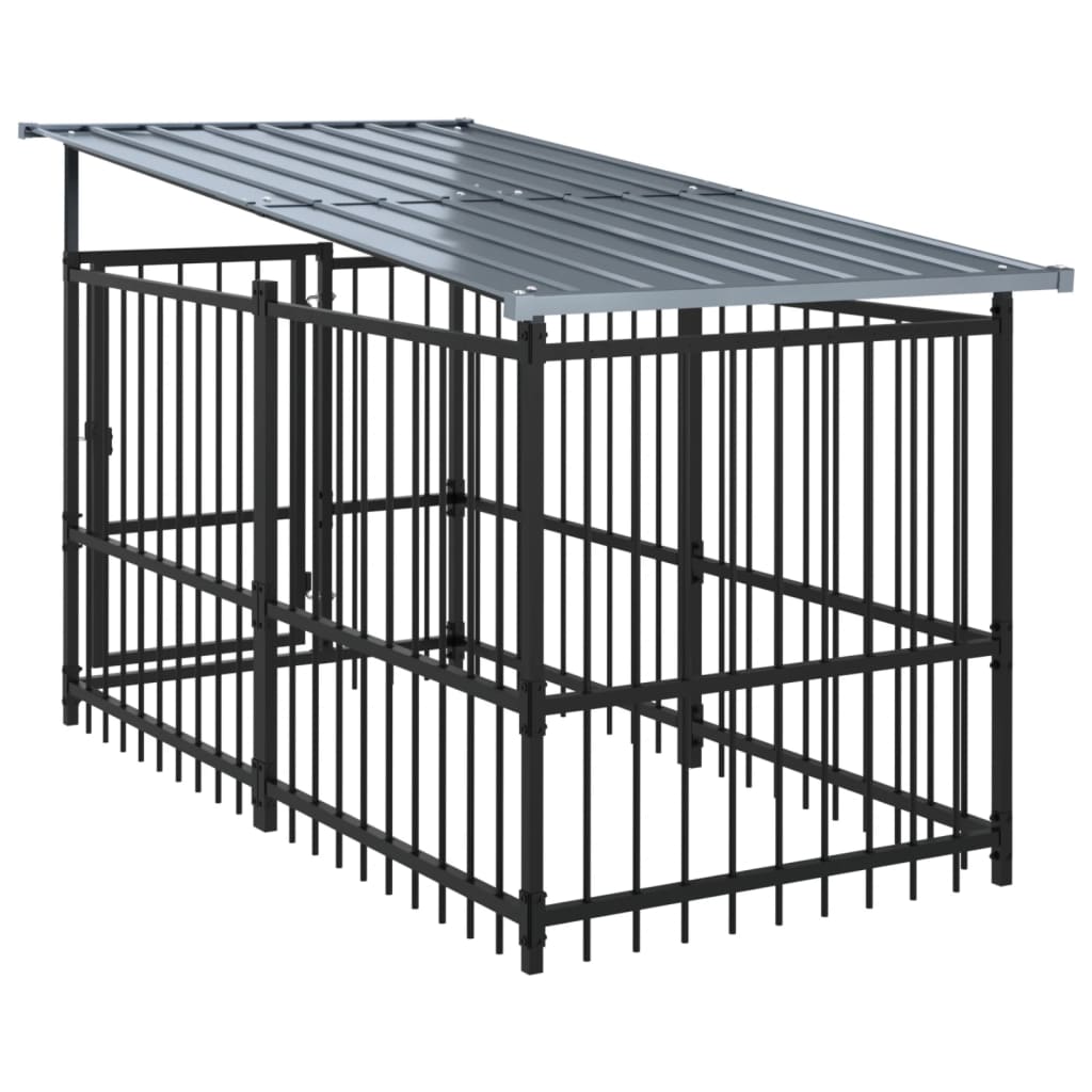 Acél kültéri kutyakennel tetővel 13,14 m² - Image 4