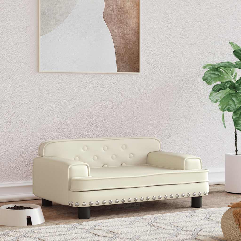 Krémszínű műbőr kutyaágy 70 x 45 x 30 cm