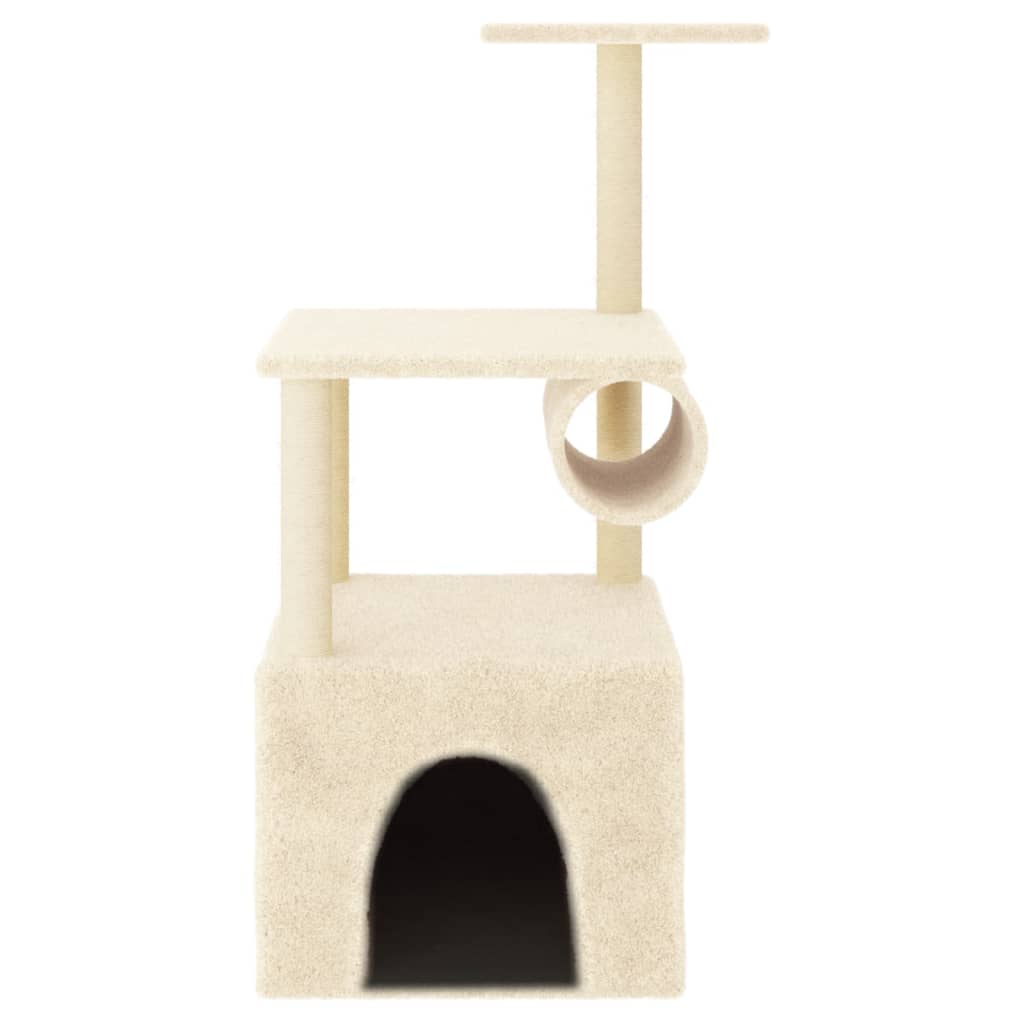 Krémszínű macskabútor szizál kaparófákkal 109,5 cm - Image 3