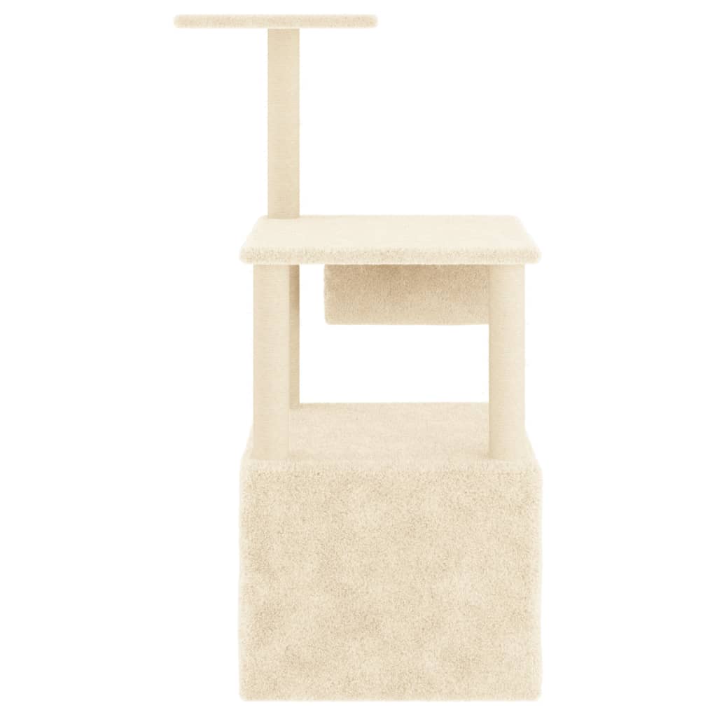 Krémszínű macskabútor szizál kaparófákkal 109,5 cm - Image 4
