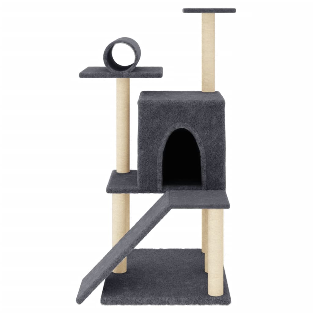 Sötétszürke macskabútor szizál kaparófával 110,5 cm - Image 3