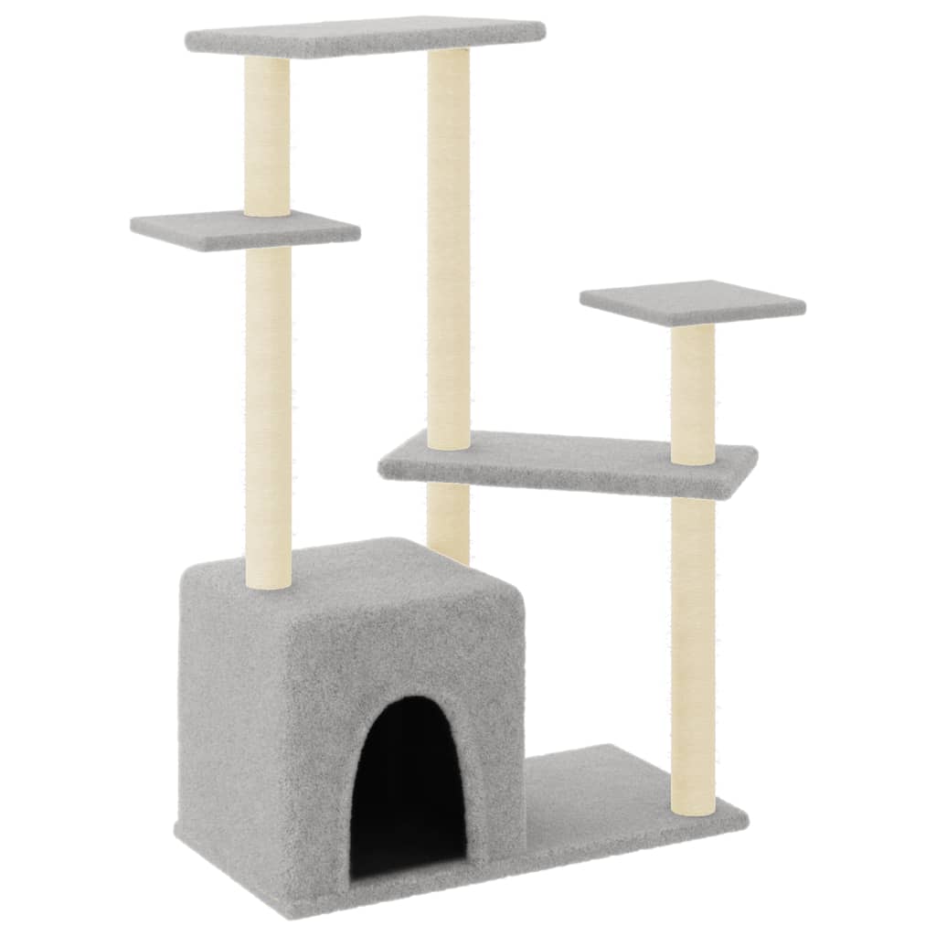 Világosszürke macskabútor szizál kaparófákkal 107,5 cm - Image 2