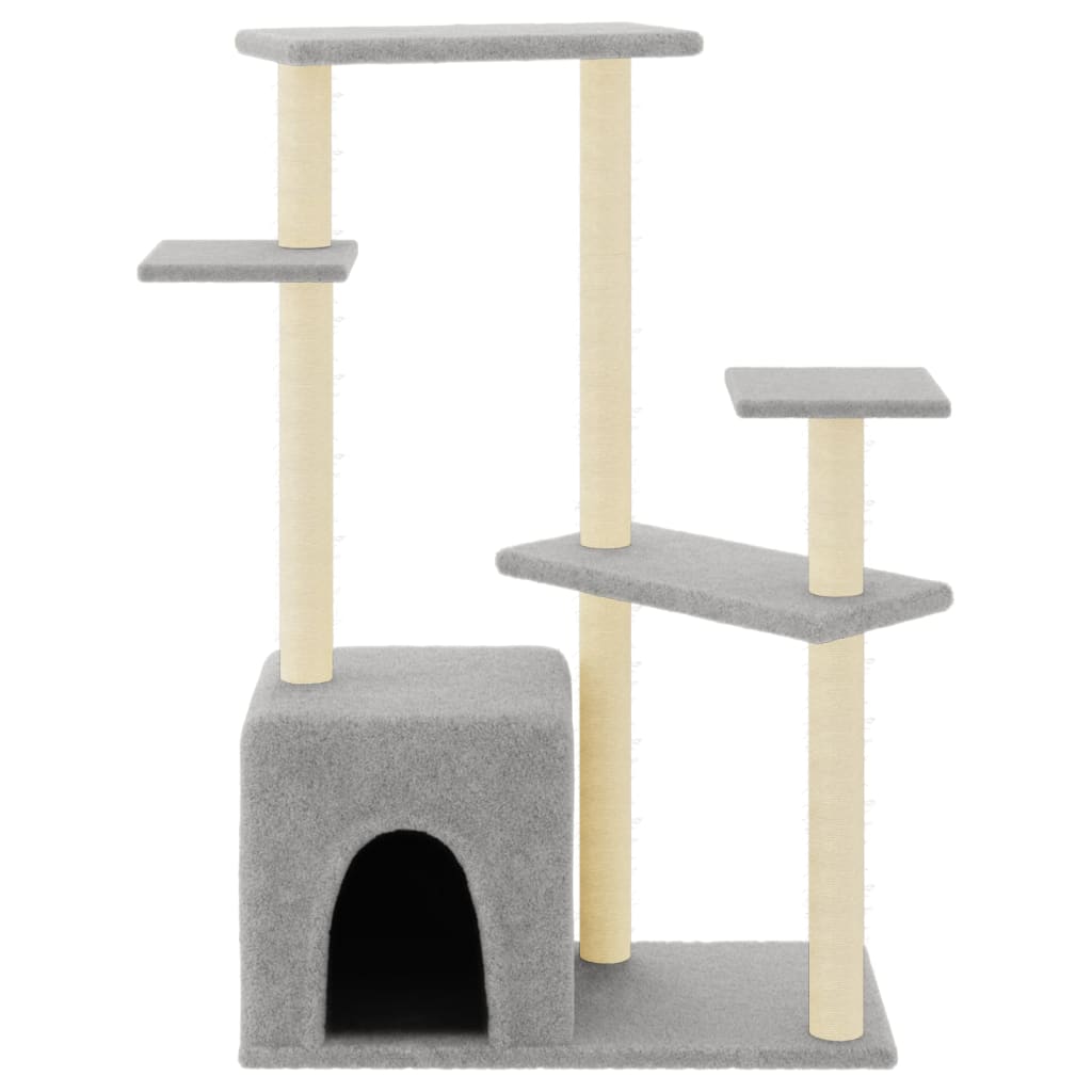 Világosszürke macskabútor szizál kaparófákkal 107,5 cm - Image 3