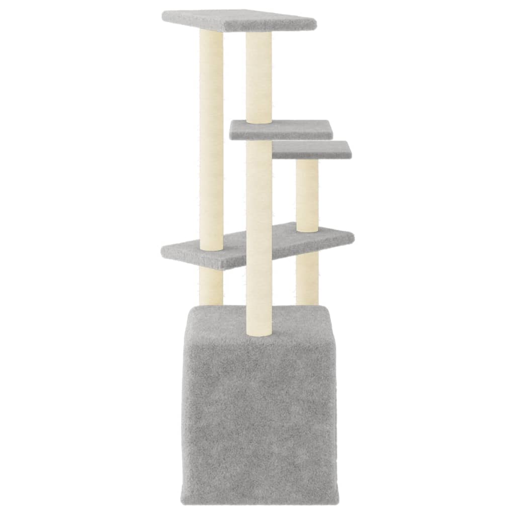 Világosszürke macskabútor szizál kaparófákkal 107,5 cm - Image 5