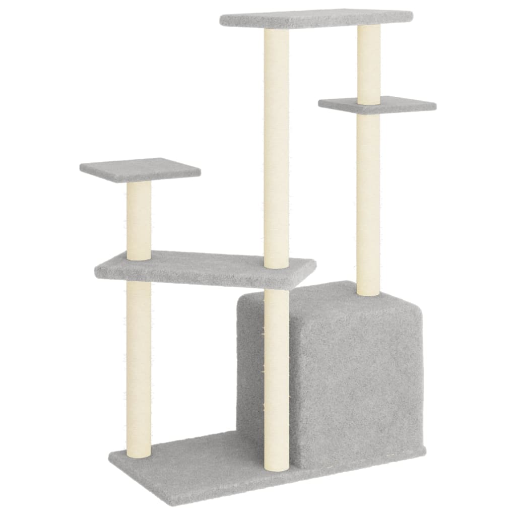 Világosszürke macskabútor szizál kaparófákkal 107,5 cm - Image 4