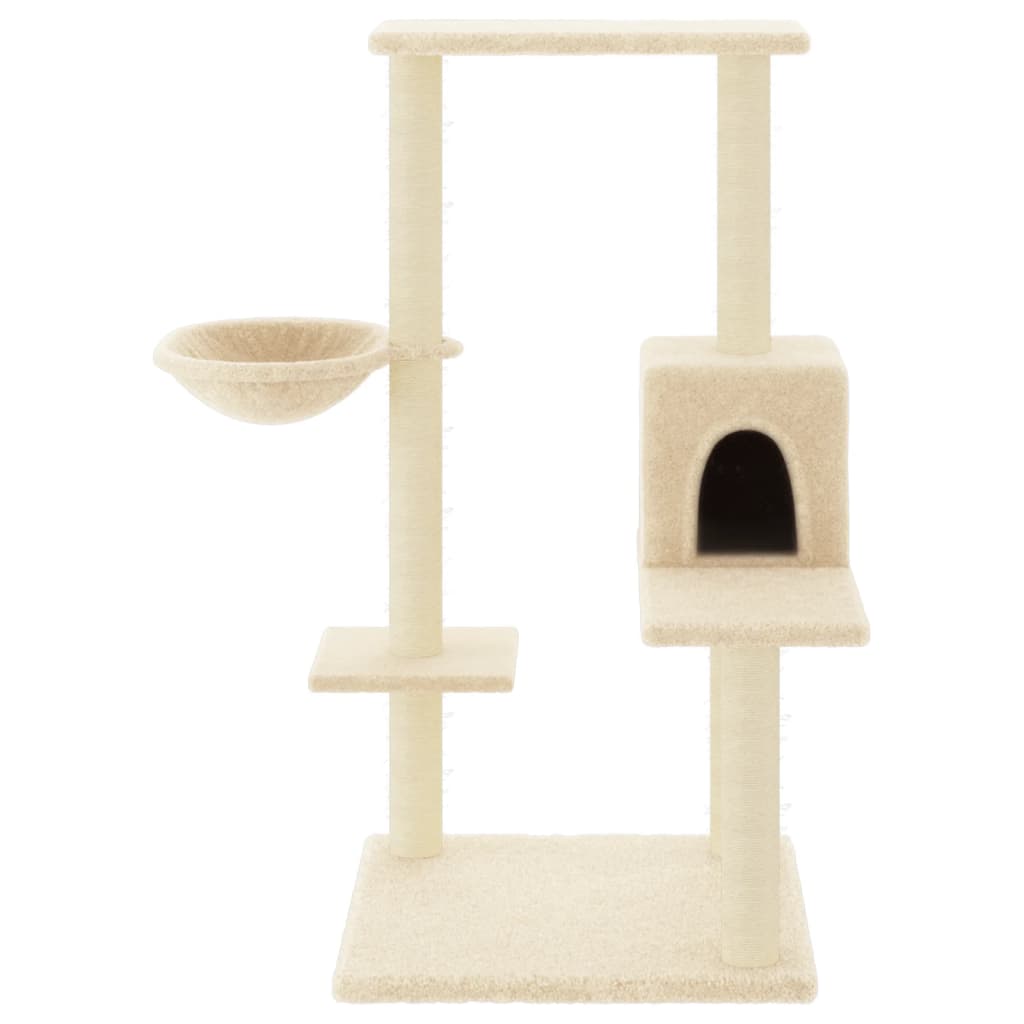 Krémszínű macskabútor szizál kaparófákkal 95 cm - Image 3