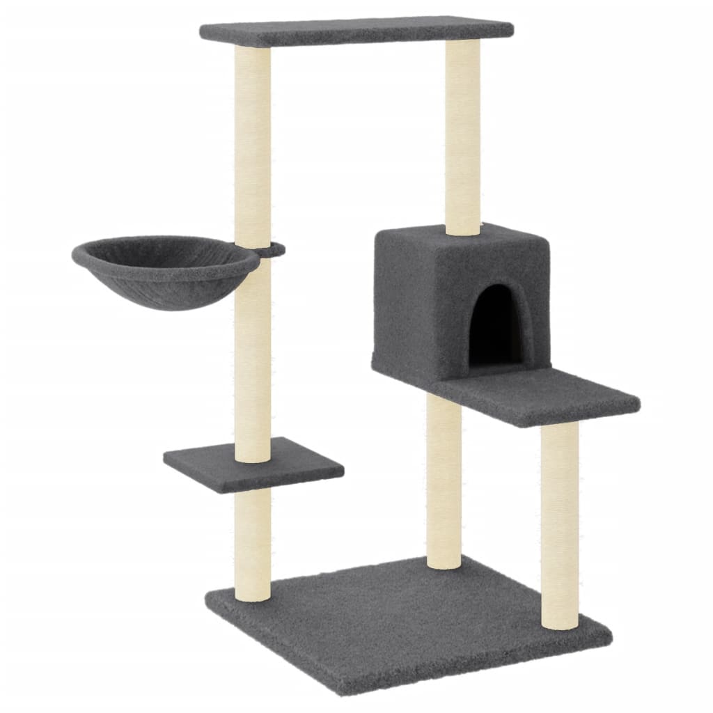 Sötétszürke macskabútor szizál kaparófával 95 cm - Image 2