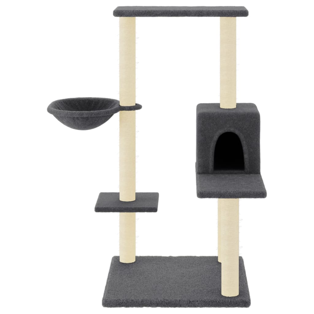 Sötétszürke macskabútor szizál kaparófával 95 cm - Image 3