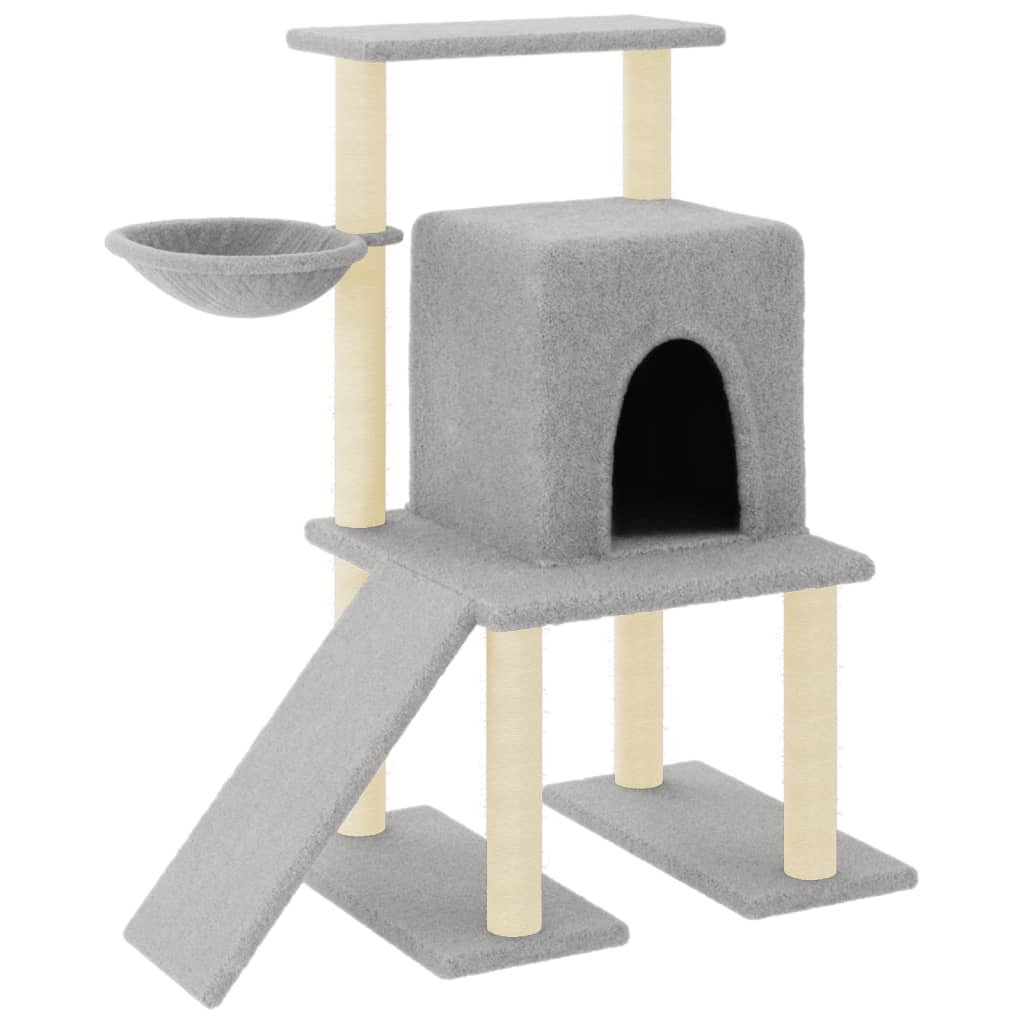 Világosszürke macskabútor szizál kaparófákkal 96,5 cm - Image 2
