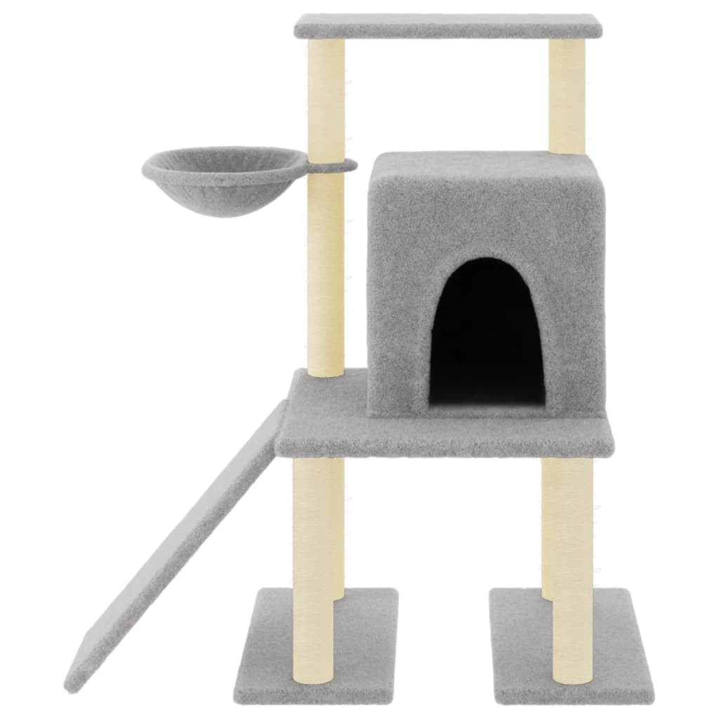 Világosszürke macskabútor szizál kaparófákkal 96,5 cm - Image 3