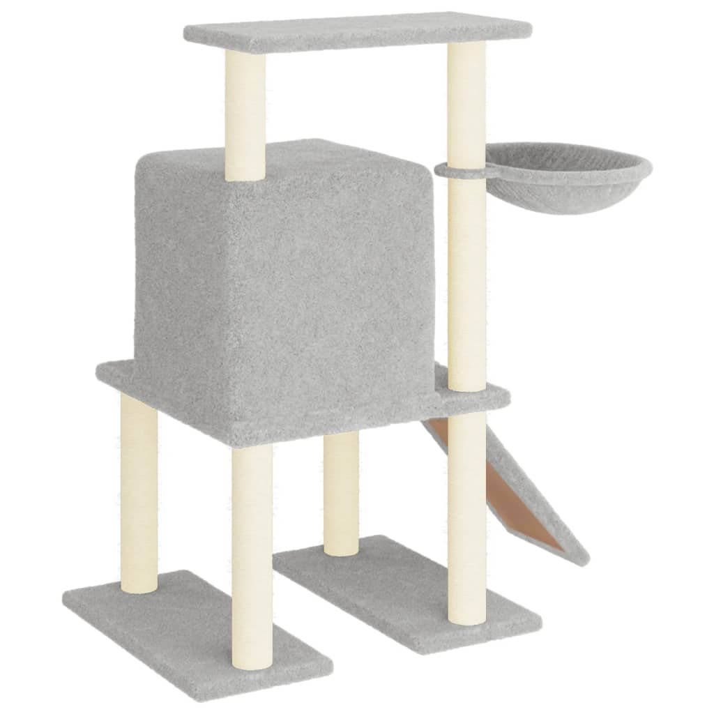 Világosszürke macskabútor szizál kaparófákkal 96,5 cm - Image 4