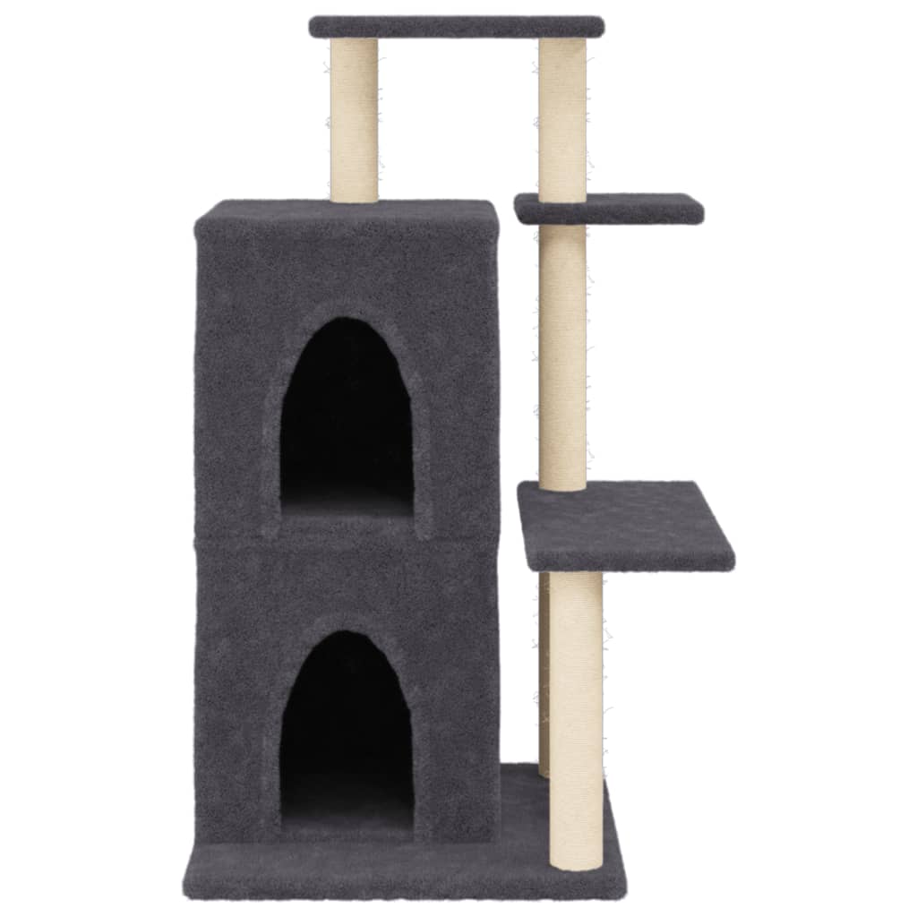 Sötétszürke macskabútor szizál kaparófákkal 97 cm - Image 4