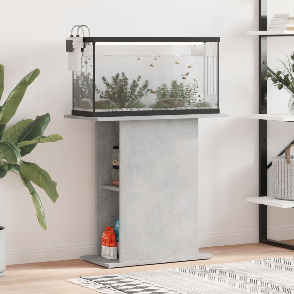 Betonszürke szerelt fa akváriumi állvány 75x36x72,5 cm