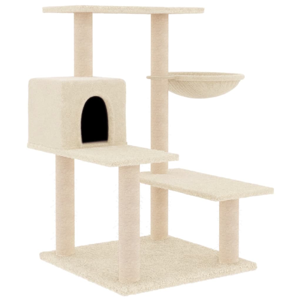 Krémszínű macskabútor szizál kaparófákkal 82,5 cm - Image 2