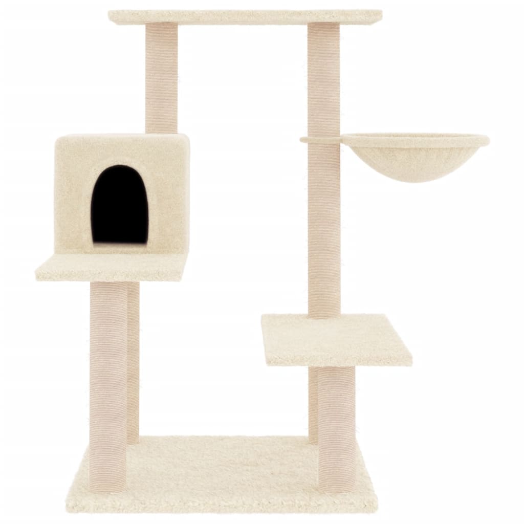 Krémszínű macskabútor szizál kaparófákkal 82,5 cm - Image 3