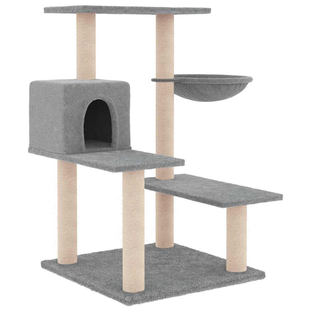 Világosszürke macskabútor szizál kaparófákkal 82,5 cm - Image 2