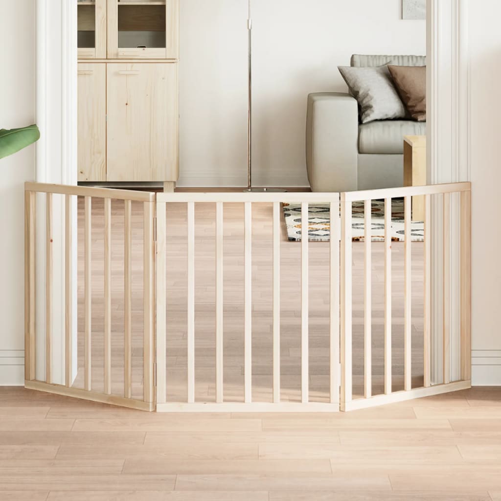 Összecsukható kutyakapu 3 panelből, 150 cm, nyárfa