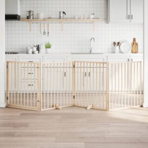 Nyárfa 4 paneles összecsukható kutyakapu ajtóval 320 cm