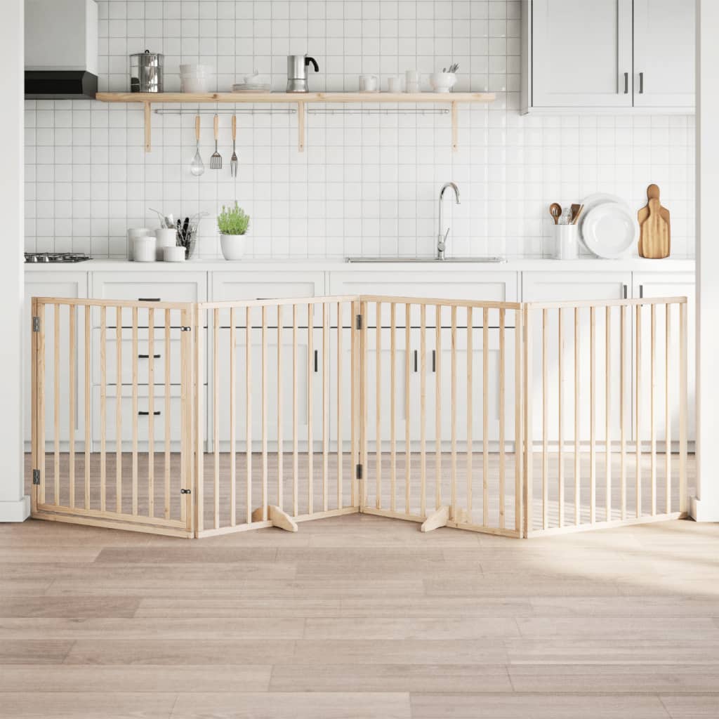 Nyárfa 4 paneles összecsukható kutyakapu ajtóval 320 cm