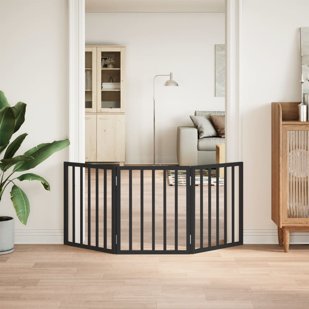 Fekete nyárfa 3 paneles összecsukható kutyakapu 150 cm - Image 3