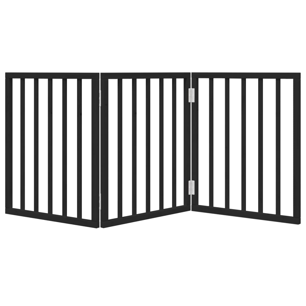 Fekete nyárfa 3 paneles összecsukható kutyakapu 150 cm - Image 4