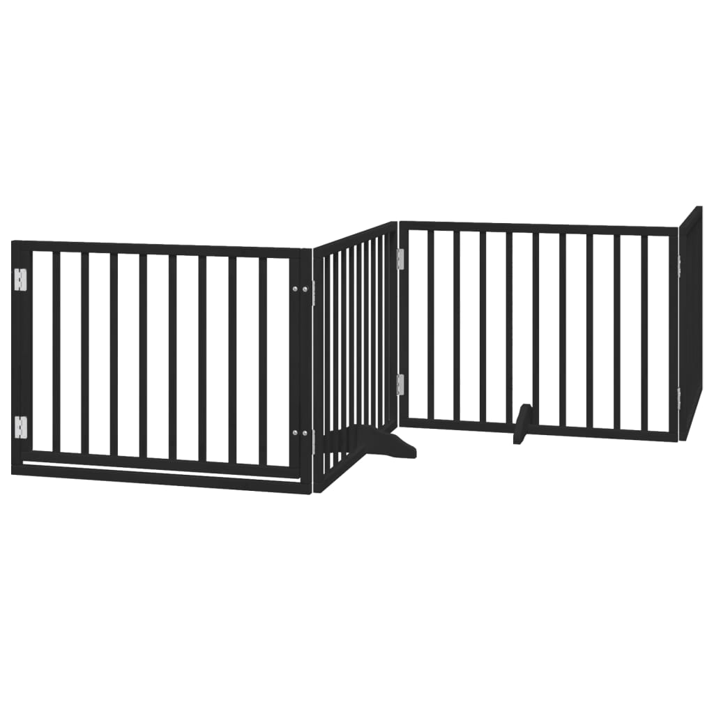 Fekete nyárfa 4 paneles összecsukható kutyakapu ajtóval 320 cm - Image 2