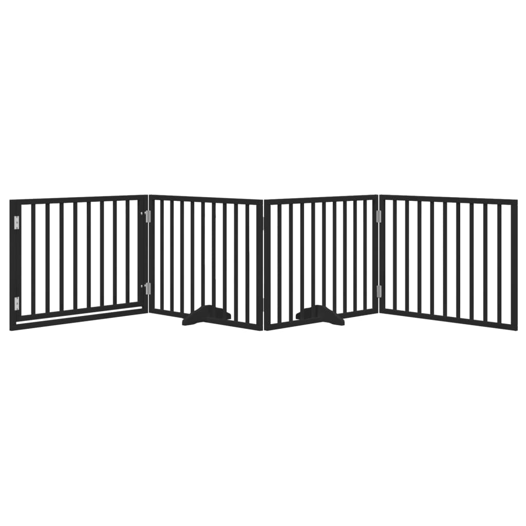 Fekete nyárfa 4 paneles összecsukható kutyakapu ajtóval 320 cm - Image 3