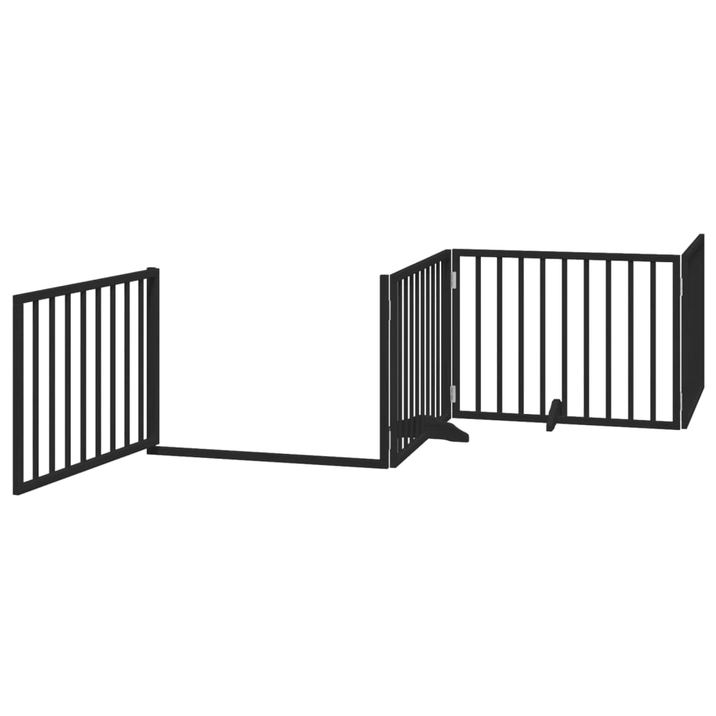 Fekete nyárfa 4 paneles összecsukható kutyakapu ajtóval 320 cm - Image 4